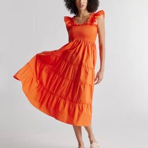 Quince 100% Organic Cotton Poplin Smocked Midi Dress - Size Medium